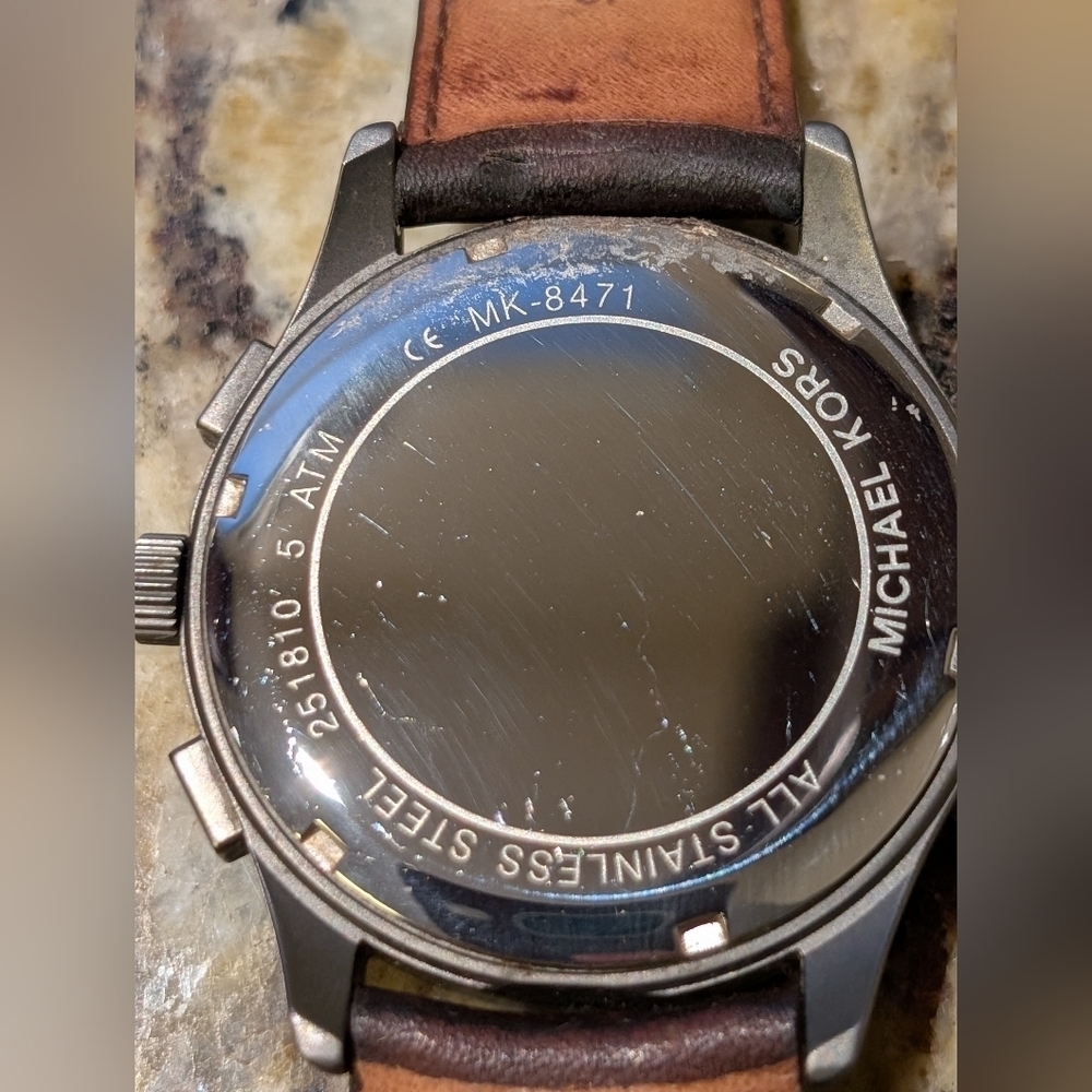 Michael Kors Gareth Men's Watch MK8471 Brown Leather Band - Picture 4 of 8